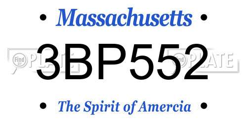3BP552 Massachusetts License Plate