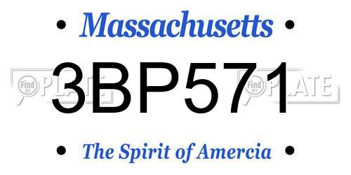 3BP571 Massachusetts License Plate