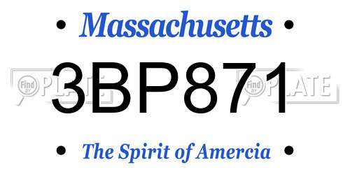 3BP871 Massachusetts License Plate