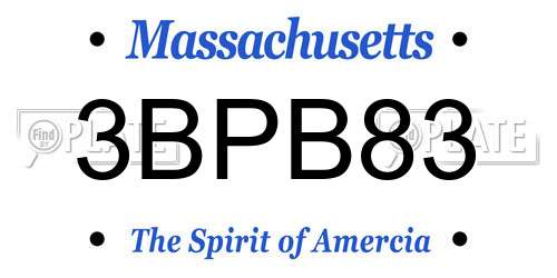 3BPB83 Massachusetts License Plate