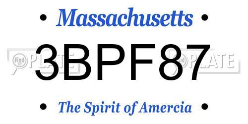 3BPF87 Massachusetts License Plate