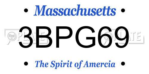 3BPG69 Massachusetts License Plate