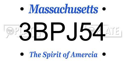 3BPJ54 Massachusetts License Plate