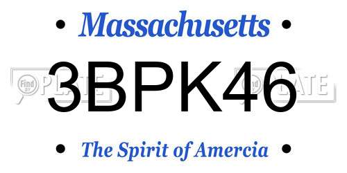 3BPK46 Massachusetts License Plate