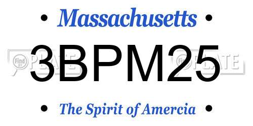 3BPM25 Massachusetts License Plate