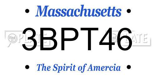 3BPT46 Massachusetts License Plate