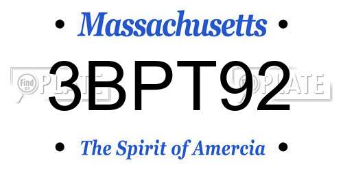 3BPT92 Massachusetts License Plate