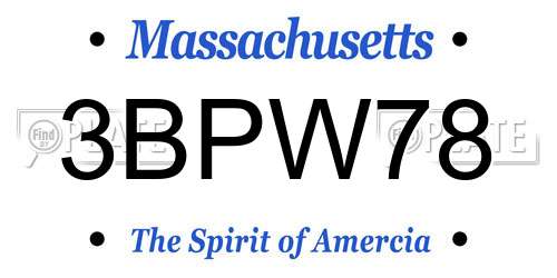 3BPW78 Massachusetts License Plate