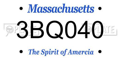 3BQ040 Massachusetts License Plate