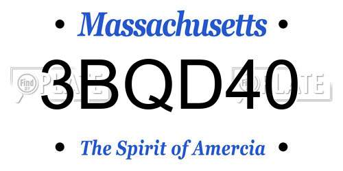 3BQD40 Massachusetts License Plate