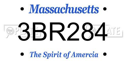 3BR284 Massachusetts License Plate