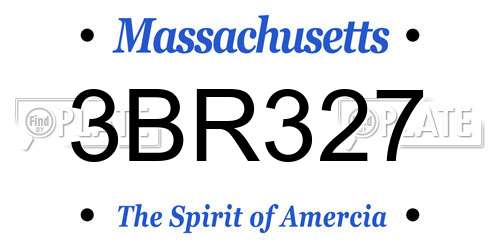 3BR327 Massachusetts License Plate
