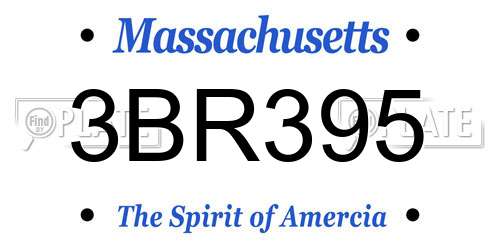 3BR395 Massachusetts License Plate