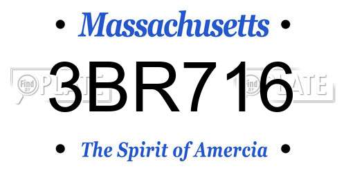 3BR716 Massachusetts License Plate
