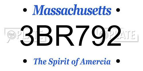 3BR792 Massachusetts License Plate