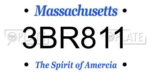 3BR811 Massachusetts License Plate