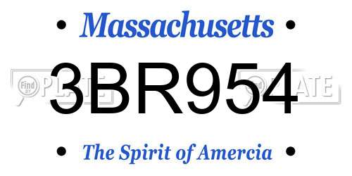 3BR954 Massachusetts License Plate