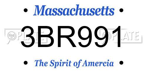3BR991 Massachusetts License Plate