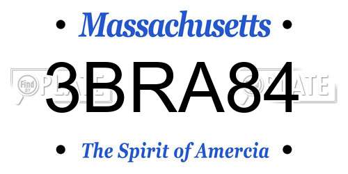 3BRA84 Massachusetts License Plate