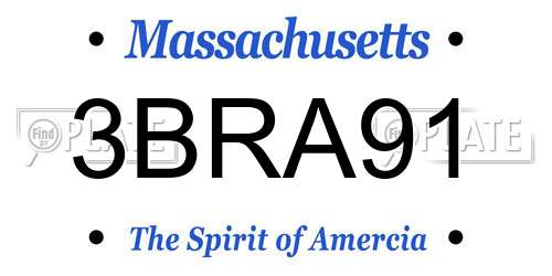 3BRA91 Massachusetts License Plate