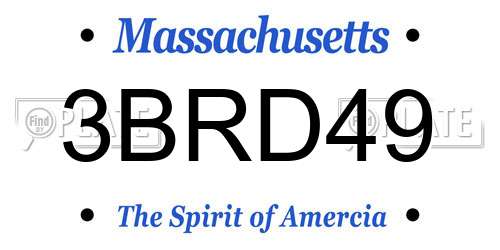 3BRD49 Massachusetts License Plate
