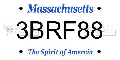 3BRF88 Massachusetts License Plate