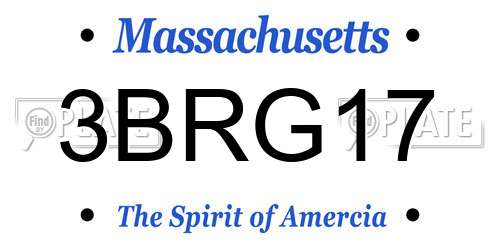 3BRG17 Massachusetts License Plate