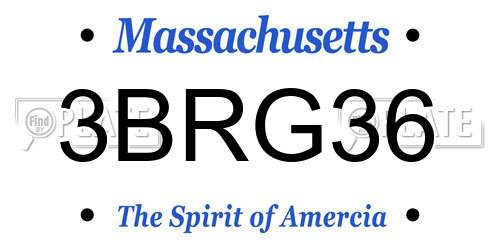 3BRG36 Massachusetts License Plate