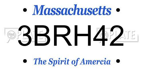 3BRH42 Massachusetts License Plate