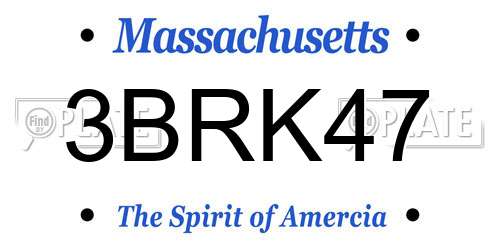 3BRK47 Massachusetts License Plate