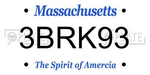 3BRK93 Massachusetts License Plate