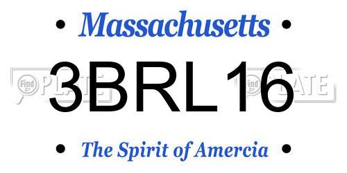 3BRL16 Massachusetts License Plate