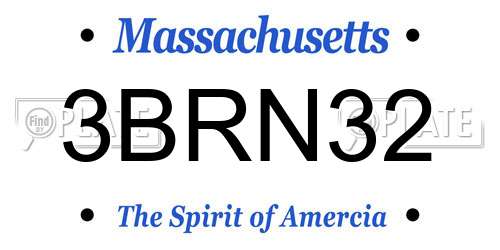 3BRN32 Massachusetts License Plate