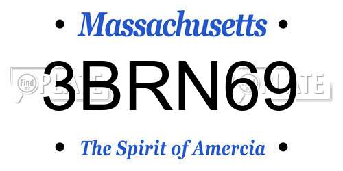 3BRN69 Massachusetts License Plate