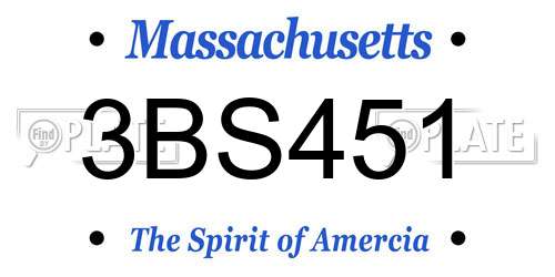 3BS451 Massachusetts License Plate