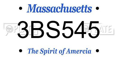 3BS545 Massachusetts License Plate