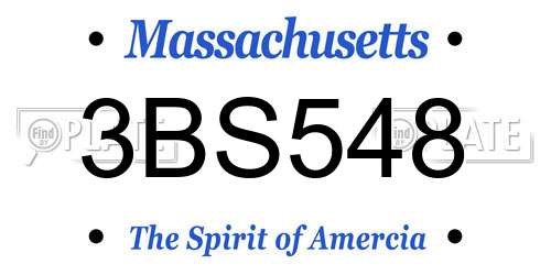 3BS548 Massachusetts License Plate