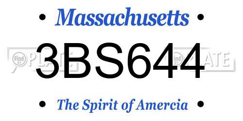 3BS644 Massachusetts License Plate