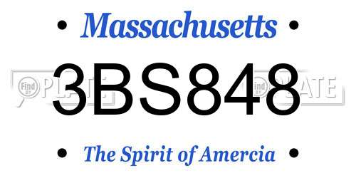 3BS848 Massachusetts License Plate