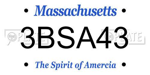3BSA43 Massachusetts License Plate