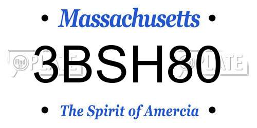 3BSH80 Massachusetts License Plate