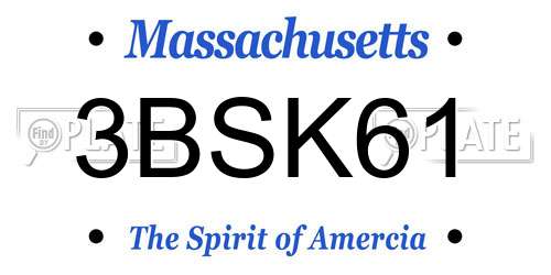 3BSK61 Massachusetts License Plate