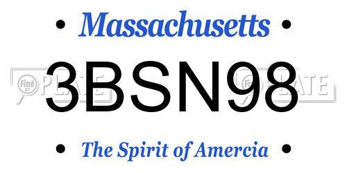 3BSN98 Massachusetts License Plate