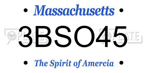3BSO45 Massachusetts License Plate