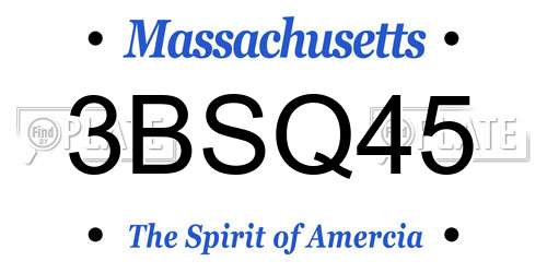 3BSQ45 Massachusetts License Plate