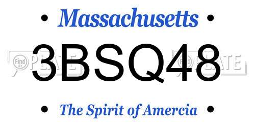 3BSQ48 Massachusetts License Plate