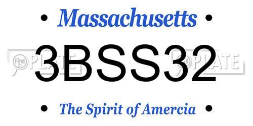 3BSS32 Massachusetts License Plate