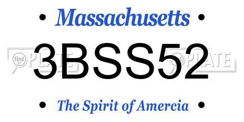 3BSS52 Massachusetts License Plate