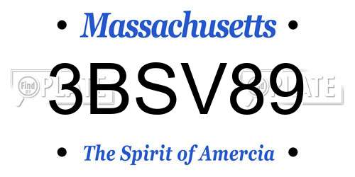 3BSV89 Massachusetts License Plate