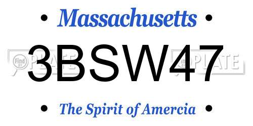 3BSW47 Massachusetts License Plate